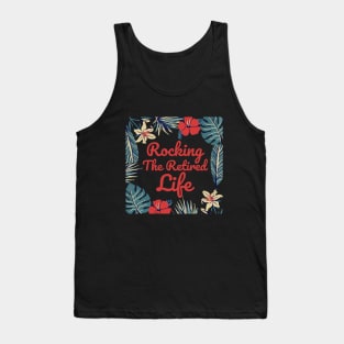 Rocking The Retired Life Flowers and Leaves Design Tank Top